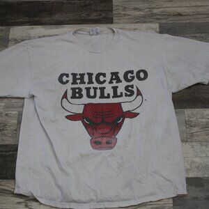 Vintage Champion Chicago Bulls T Shirt Men's XL 100% Cotton White